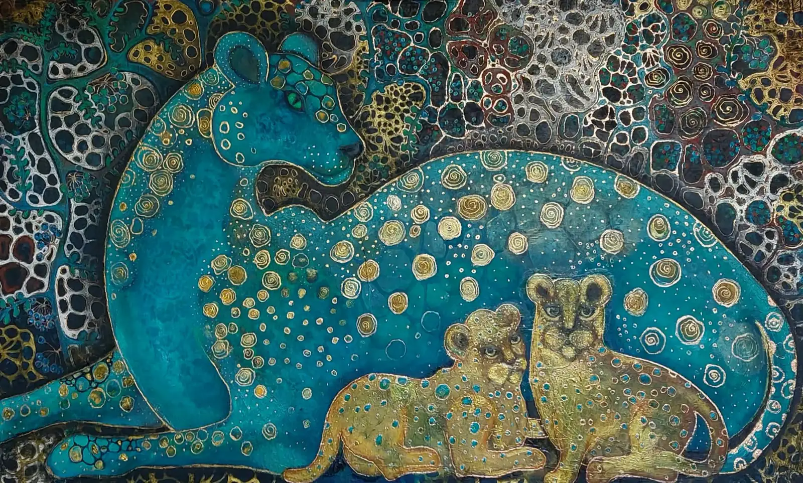 Blue Leopard and Cubs