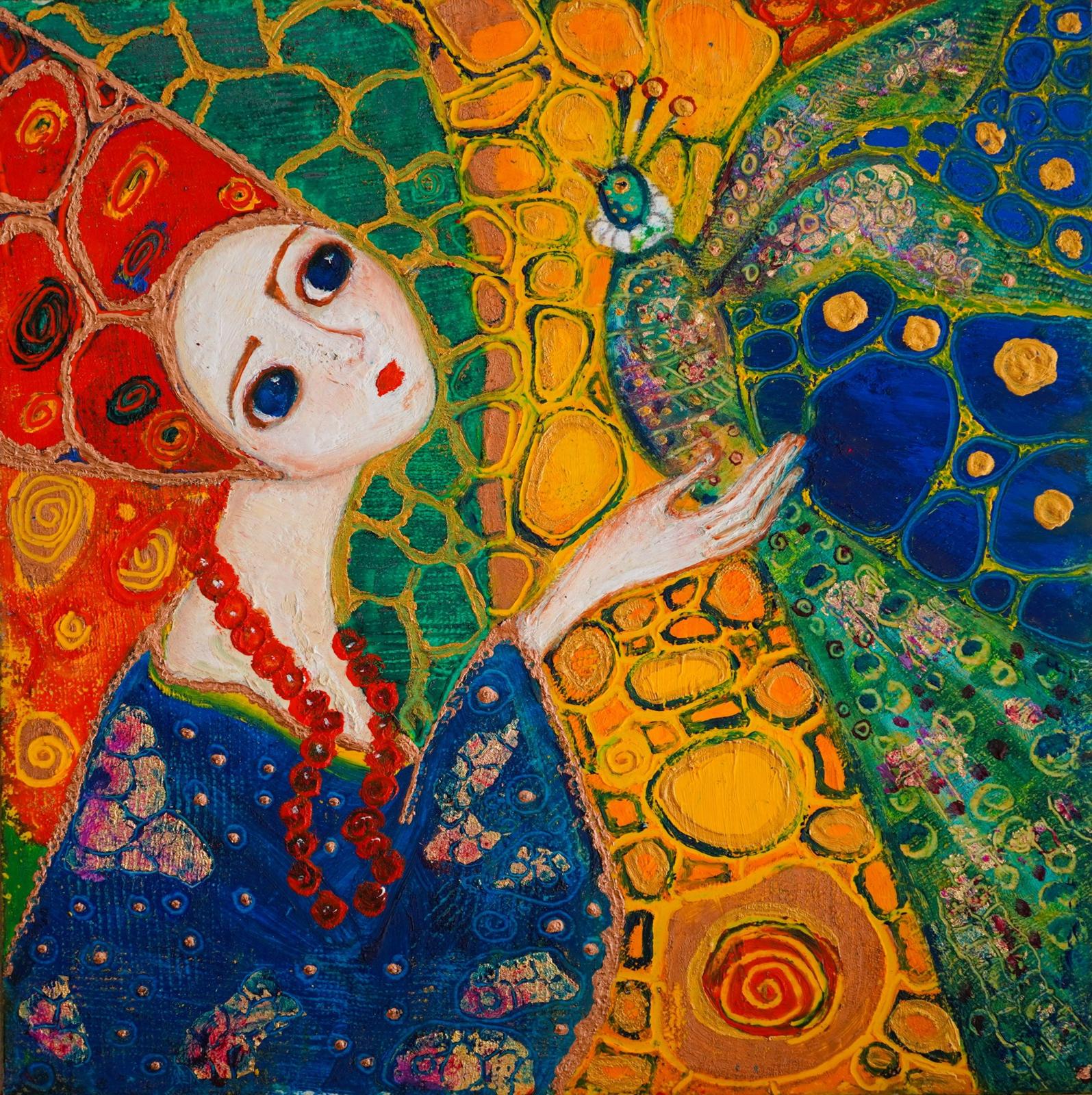 Girl with a Peacock