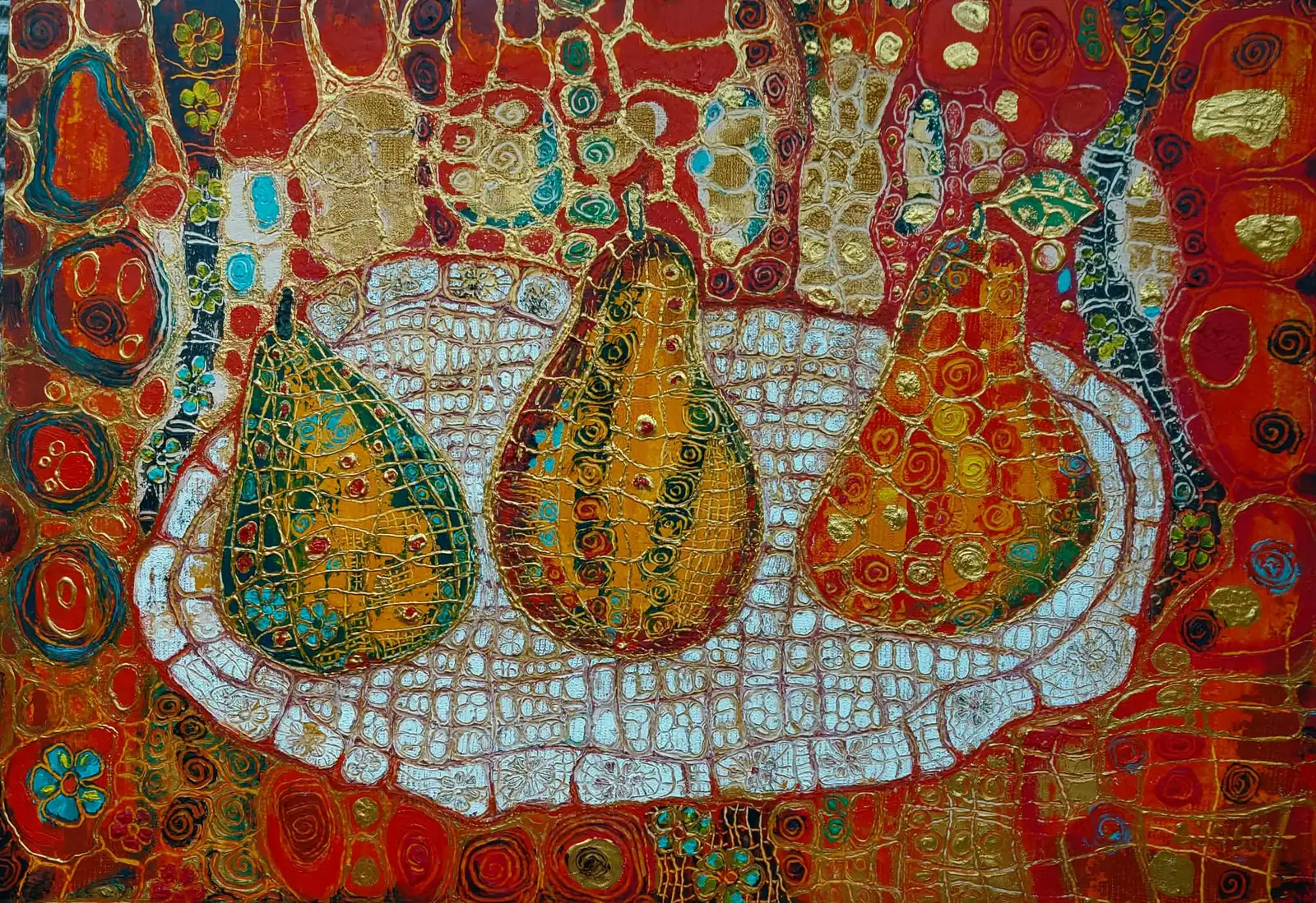 Pears on a White Dish