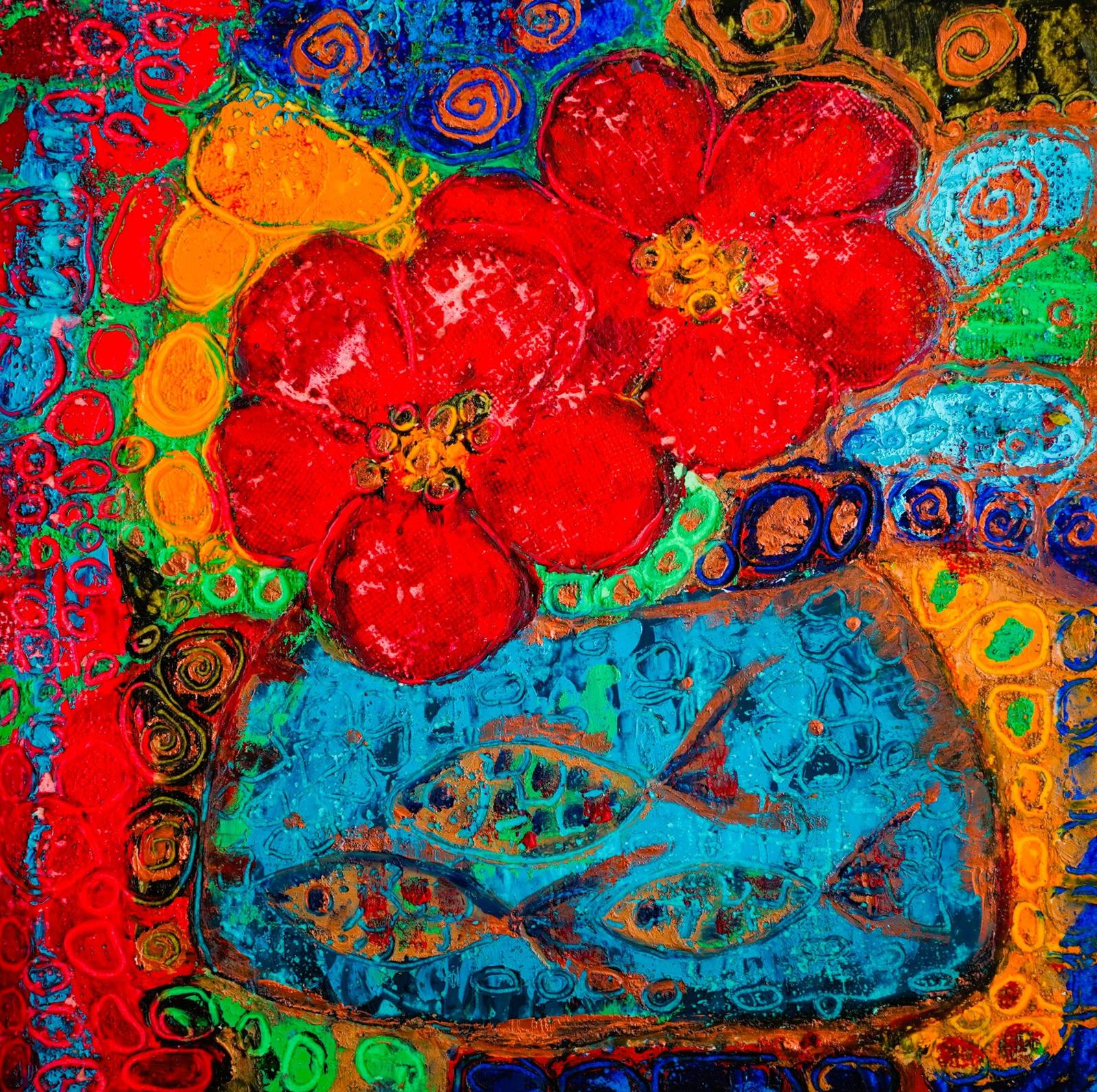 Red Flowers and Fish