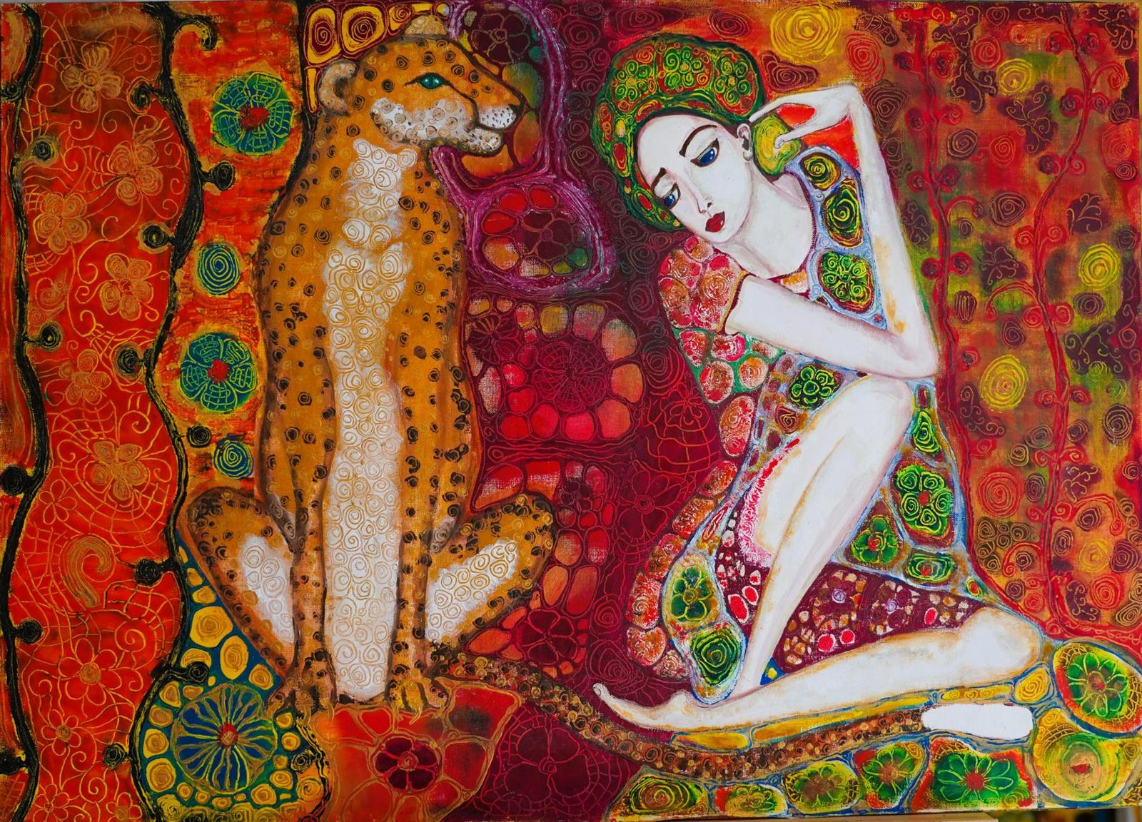 Woman and Cheetah