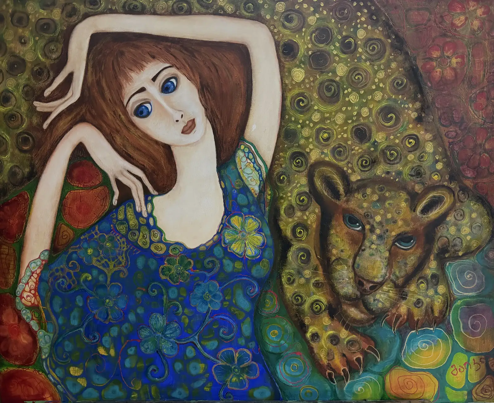 Woman and Leopard