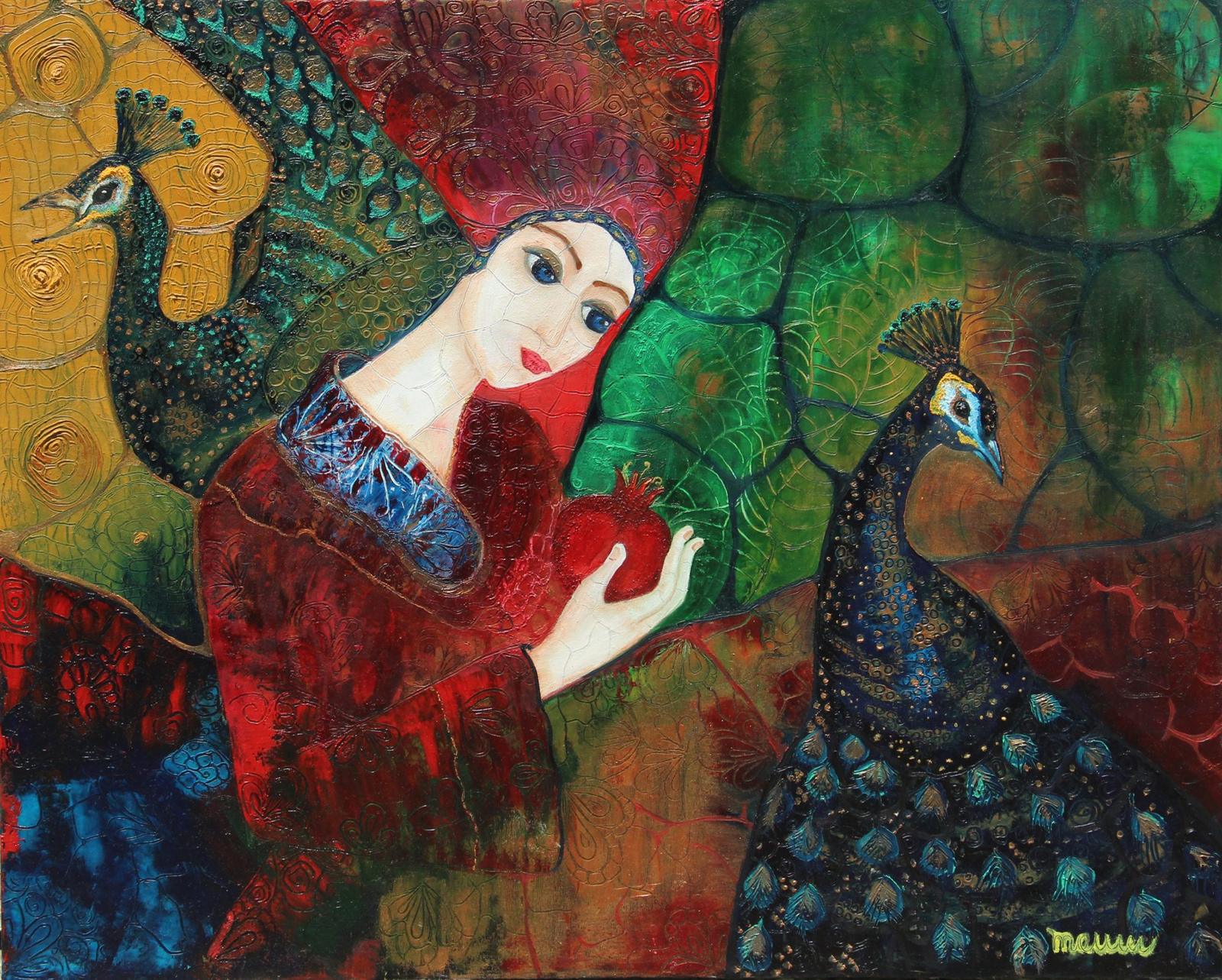 Woman with Peacocks